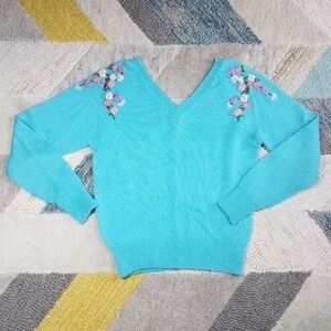 Vintage Spring Embroidered Floral Sweater
